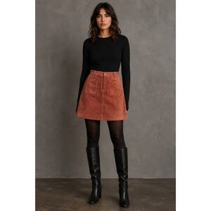 BLANKNYC Copper Suede Leather Mini Skirt Indie Sleaze Y2K Western